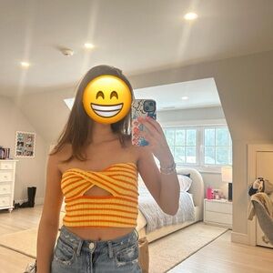 Striped Yellow and Orange Tube Top